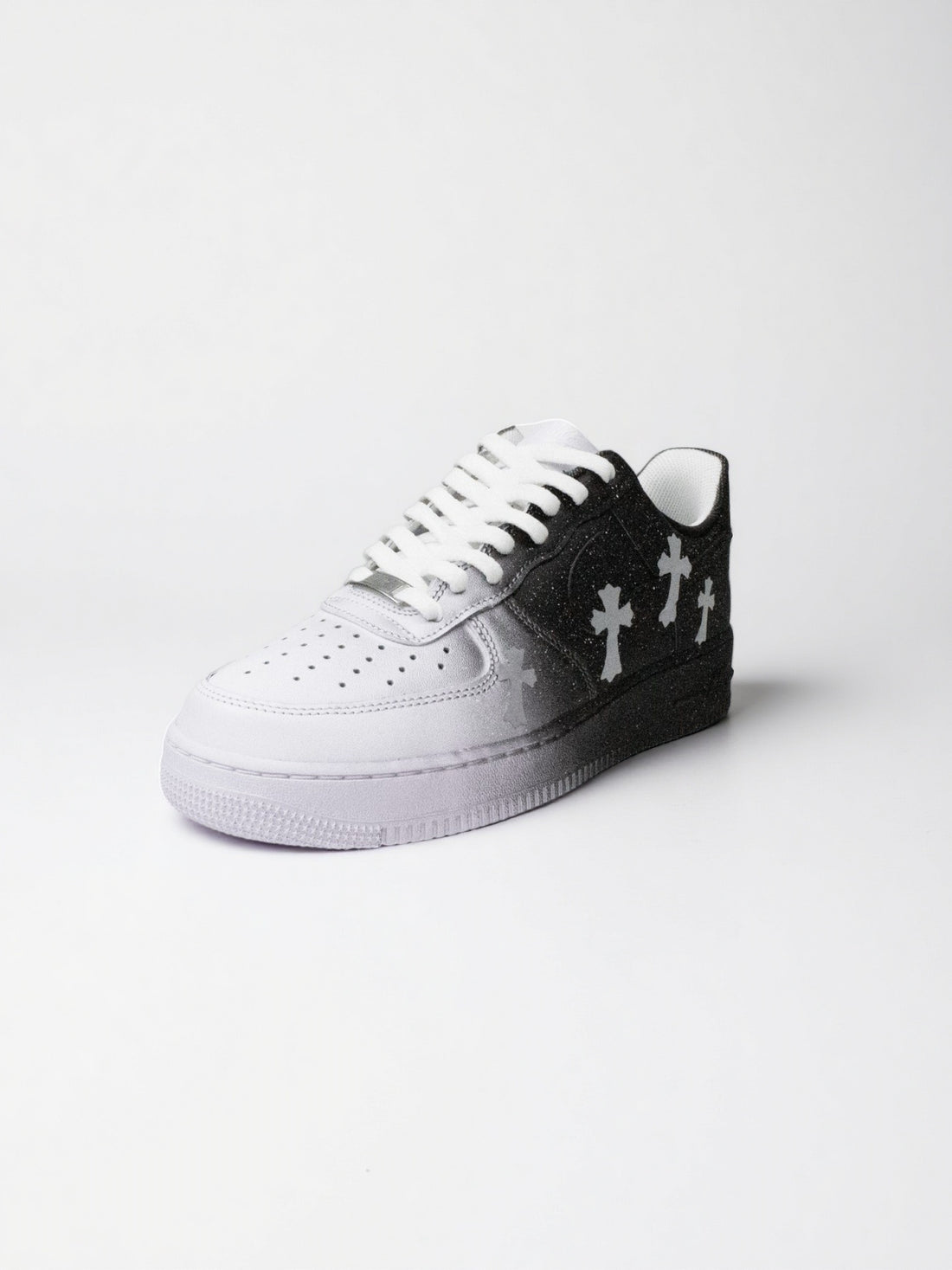 Black & Silver Low-Top AF1 Sneakers