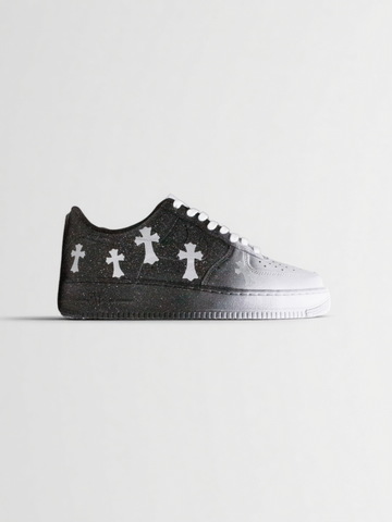 Black & Silver Low-Top AF1 Sneakers
