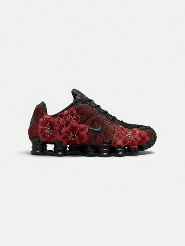 Black & Red Floral Embroidery Sneaker