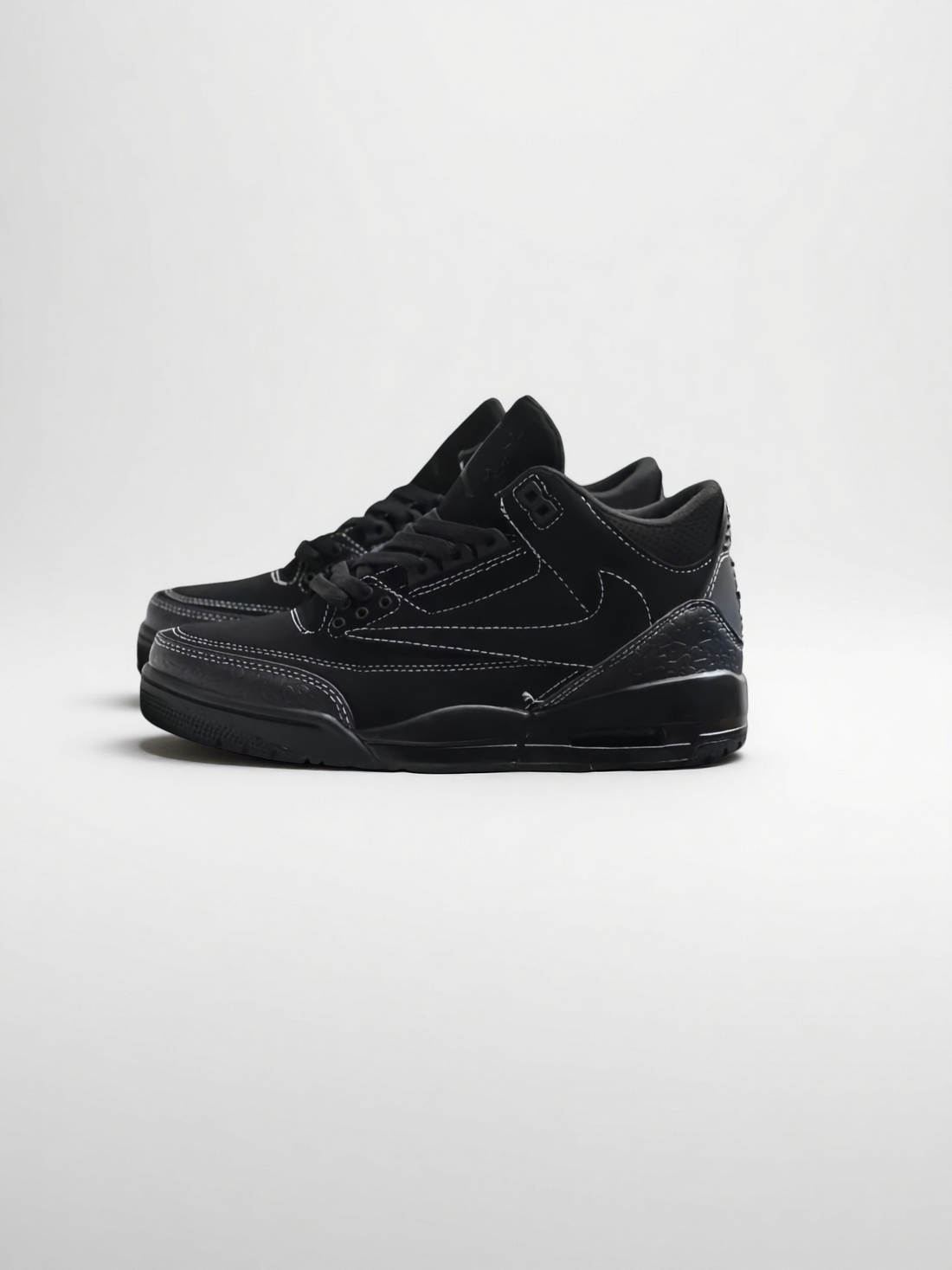AJ3 Retro High-Top Black/White Stitching Sneakers