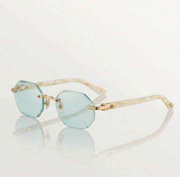 Wood Elongated C De Rimless Sunglasses